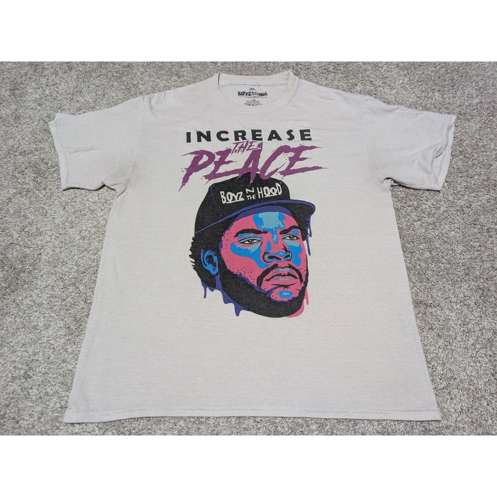 Boyz N The Hood T-Shirt Mens L Beige Ice Cube Increase The Peace Graphic 90s Rap